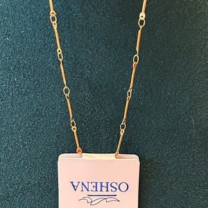 Oshena Designer Beachwear bamboo link‎ Gold layering Necklace